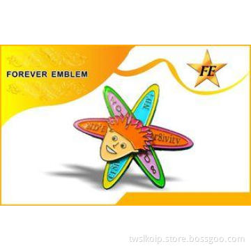 Custom Metal Badge With Black Nickel Plating In Flower Shap